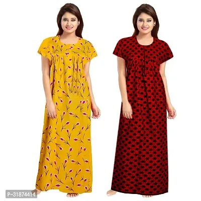 Trendy Multicoloured Cotton Printed Nighty for Women Pack of 2