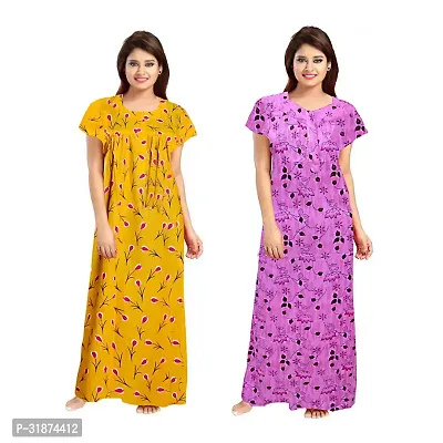 Trendy Multicoloured Cotton Printed Nighty for Women Pack of 2