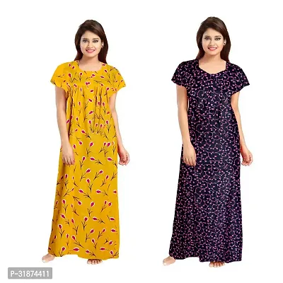 Trendy Multicoloured Cotton Printed Nighty for Women Pack of 2