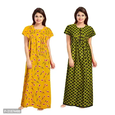 Trendy Multicoloured Cotton Printed Nighty for Women Pack of 2