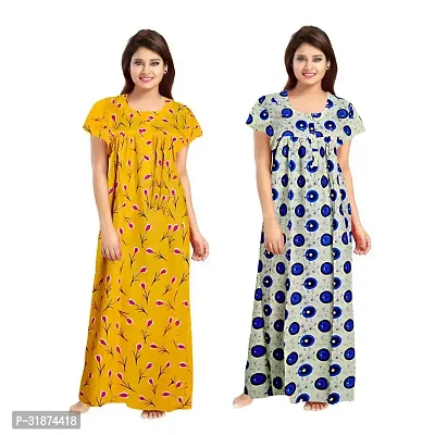 Trendy Multicoloured Cotton Printed Nighty for Women Pack of 2