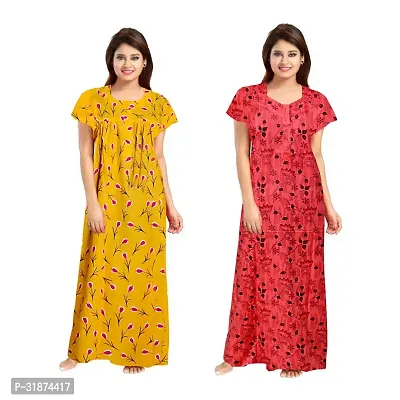 Trendy Multicoloured Cotton Printed Nighty for Women Pack of 2