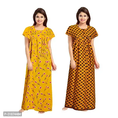 Trendy Multicoloured Cotton Printed Nighty for Women Pack of 2