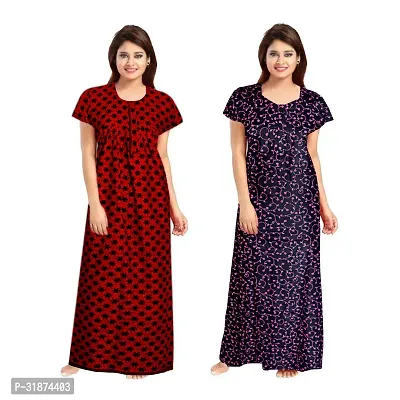 Trendy Multicoloured Cotton Printed Nighty for Women Pack of 2