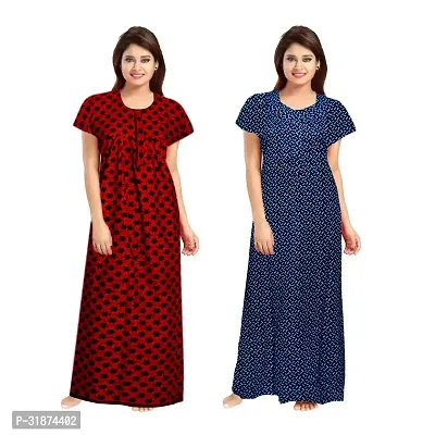 Trendy Multicoloured Cotton Printed Nighty for Women Pack of 2