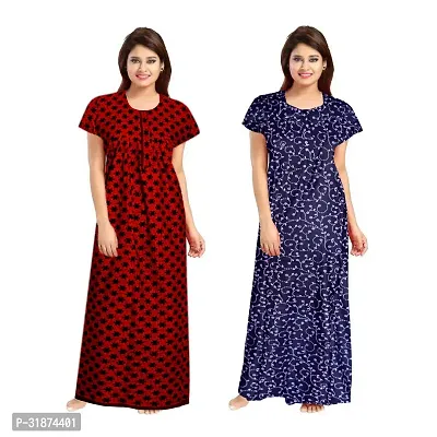 Trendy Multicoloured Cotton Printed Nighty for Women Pack of 2-thumb0