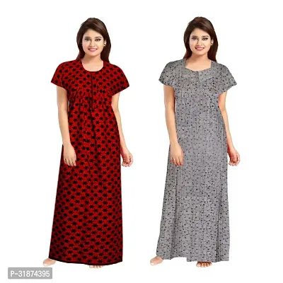 Trendy Multicoloured Cotton Printed Nighty for Women Pack of 2