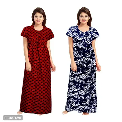 Trendy Multicoloured Cotton Printed Nighty for Women Pack of 2-thumb0