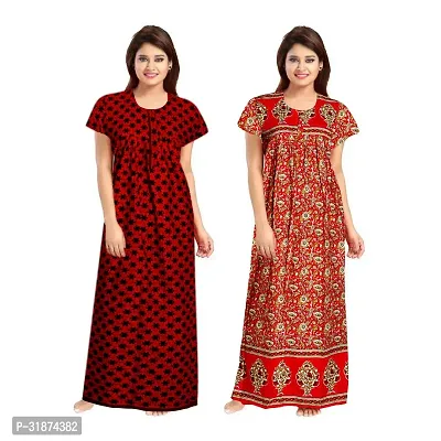 Trendy Multicoloured Cotton Printed Nighty for Women Pack of 2