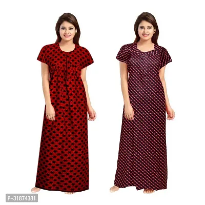 Trendy Multicoloured Cotton Printed Nighty for Women Pack of 2