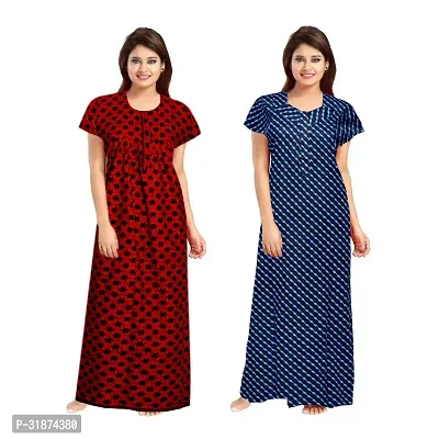 Trendy Multicoloured Cotton Printed Nighty for Women Pack of 2-thumb0