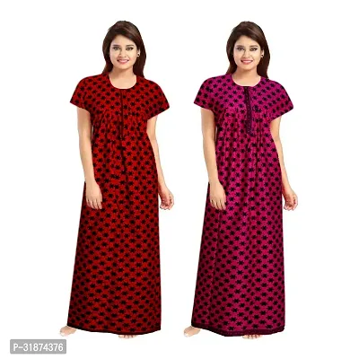 Trendy Multicoloured Cotton Printed Nighty for Women Pack of 2