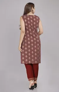 LAKDA'S Women's Rayon Straight Prints Maroon Kurta-thumb1