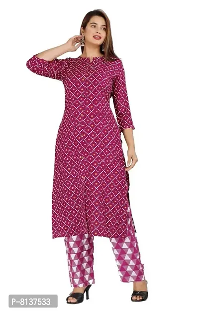 LAKDA'S Women's Rayon Straight Kurta with Palazzo-thumb0