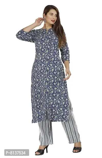 LAKDA'S Women's Rayon Straight Kurta with Palazzo