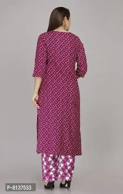 LAKDA'S Women's Rayon Straight Kurta with Palazzo-thumb2