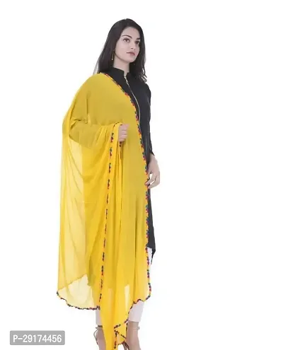 Elite Yellow Chiffon Solid Dupattas For Women-thumb0