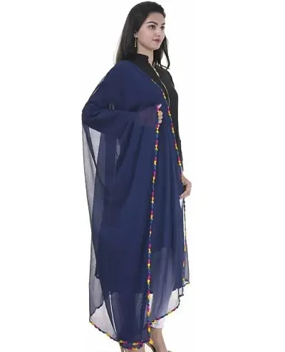 Women's Solid Chiffon & Lace Dupatta