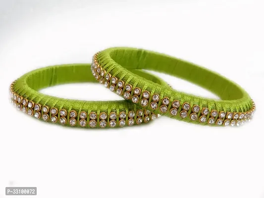 Stylish Green Silk Thread Bangles And Bracelets For Women Pack Of 2-thumb0