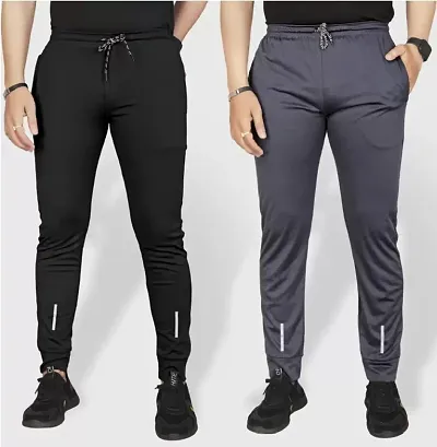 Combo Mens Relaxed Lycra Track Pants / Regular Fit Jogger / Sport Wear Lower /Perfect Gym Pants /Stretchable Running Trousers /Nightwear and Daily Use Slim Fit Track Pants with Zipper with Both Size