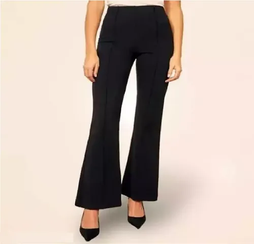 Elegant Elastane Solid Trousers For Women