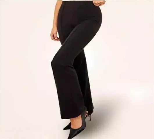 Elegant Blend Solid Trousers For Women