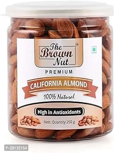 THE BROWN NUT 100 percent Natural Premium California Dried Almonds 250 GM  Rich in Protein  High in Fiber  Boost Immunity  Real Nuts  Quality Badam Giri Reusable Jar Pack-thumb0