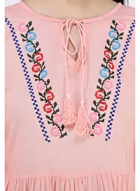 Women Rayon Pink Embroidered Tunic Top-thumb3