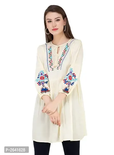 Women Rayon Embroidered Tunic Top