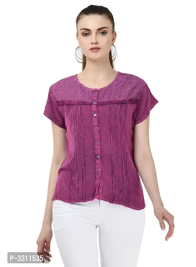 Women's Rayon Pink Embroidered Top-thumb0