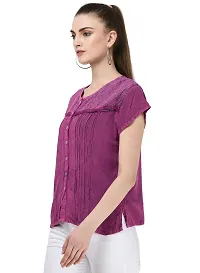 Women's Rayon Pink Embroidered Top-thumb1