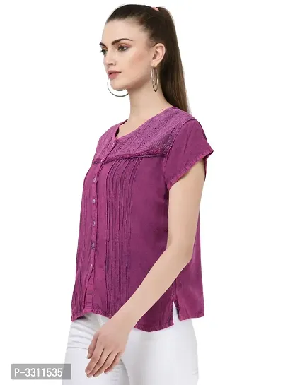 Women's Rayon Pink Embroidered Top-thumb2