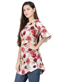 Floral Print Red Bell Sleeve Long Tunic Top-thumb1