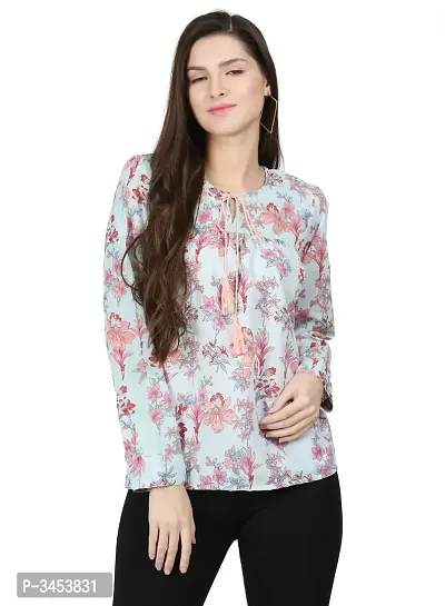 Fashionable Off White Crepe Printed Top