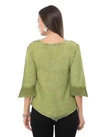 Fashionable Green Cotton Embroidered Top-thumb2