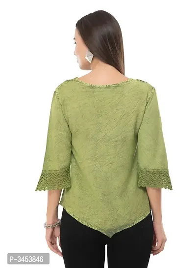 Fashionable Green Cotton Embroidered Top-thumb3