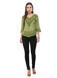 Fashionable Green Cotton Embroidered Top-thumb4