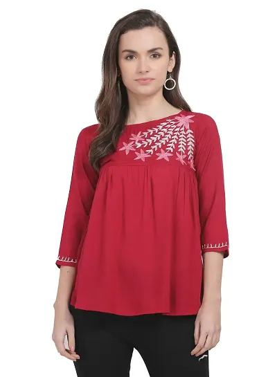 Trendy Embroidered 3/4th Sleeve Top