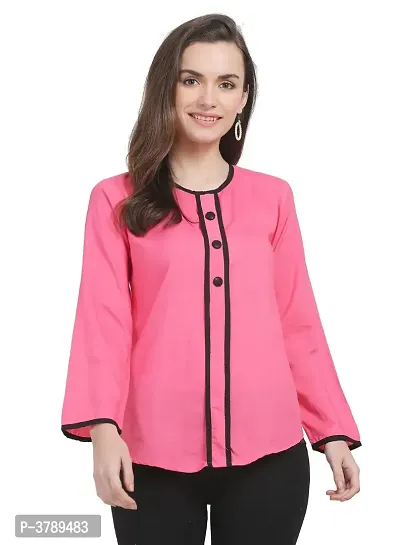 Women's Rayon Pink Solid Top