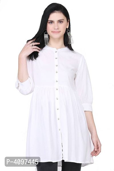 Women's Rayon White Solid Tunic