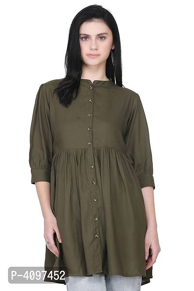 Women's Rayon Olive Green Solid Tunic