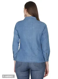 Elegant Denim Blue Casual Shirt For Women-thumb2