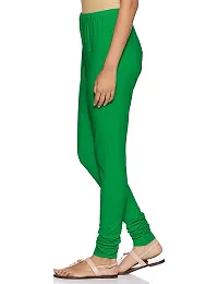 Stylish Green Solid Cotton Lycra Leggings (Free-Size)-thumb2