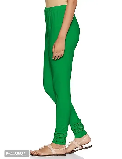 Stylish Green Solid Cotton Lycra Leggings (Free-Size)-thumb3