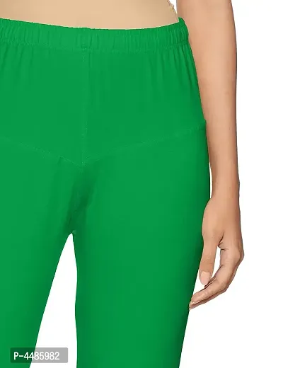 Stylish Green Solid Cotton Lycra Leggings (Free-Size)-thumb4