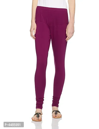 Stylish Purple Solid Cotton Lycra Leggings (Free-Size)