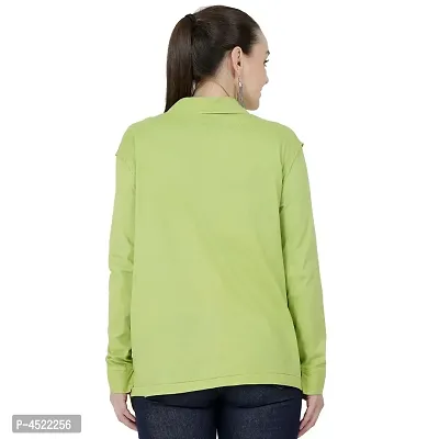 Women's Cotton Hosiery Parrot Green Casual Shrug-thumb3