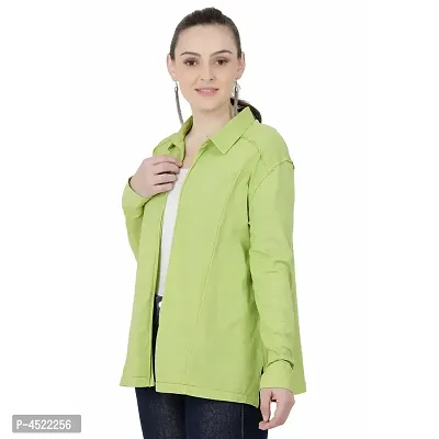 Women's Cotton Hosiery Parrot Green Casual Shrug-thumb2