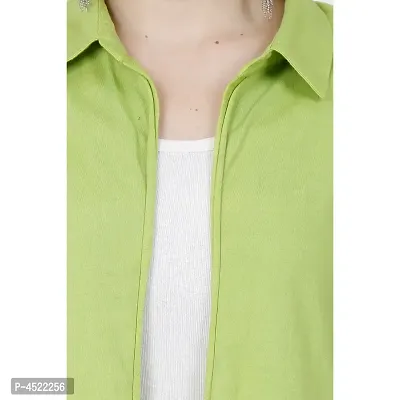 Women's Cotton Hosiery Parrot Green Casual Shrug-thumb4