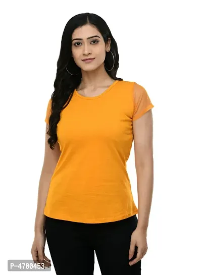 Fashionable Orange Cotton Blend Solid Top For Women